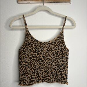 Hollister Tan and Black Leopard Crop Top